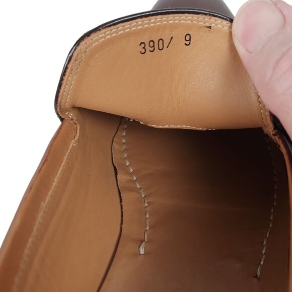 Paul Fredrick Italy Men's 9 Burnished Brown Leather Dress Shoes Venetian Loafers - Picture 7 of 13